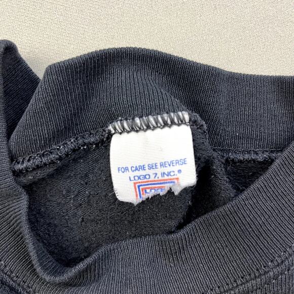 Vintage Minnesota Vikings Sweatshirt Adult Medium Black Logo 7 NFL Three Deep - Picture 4 of 12